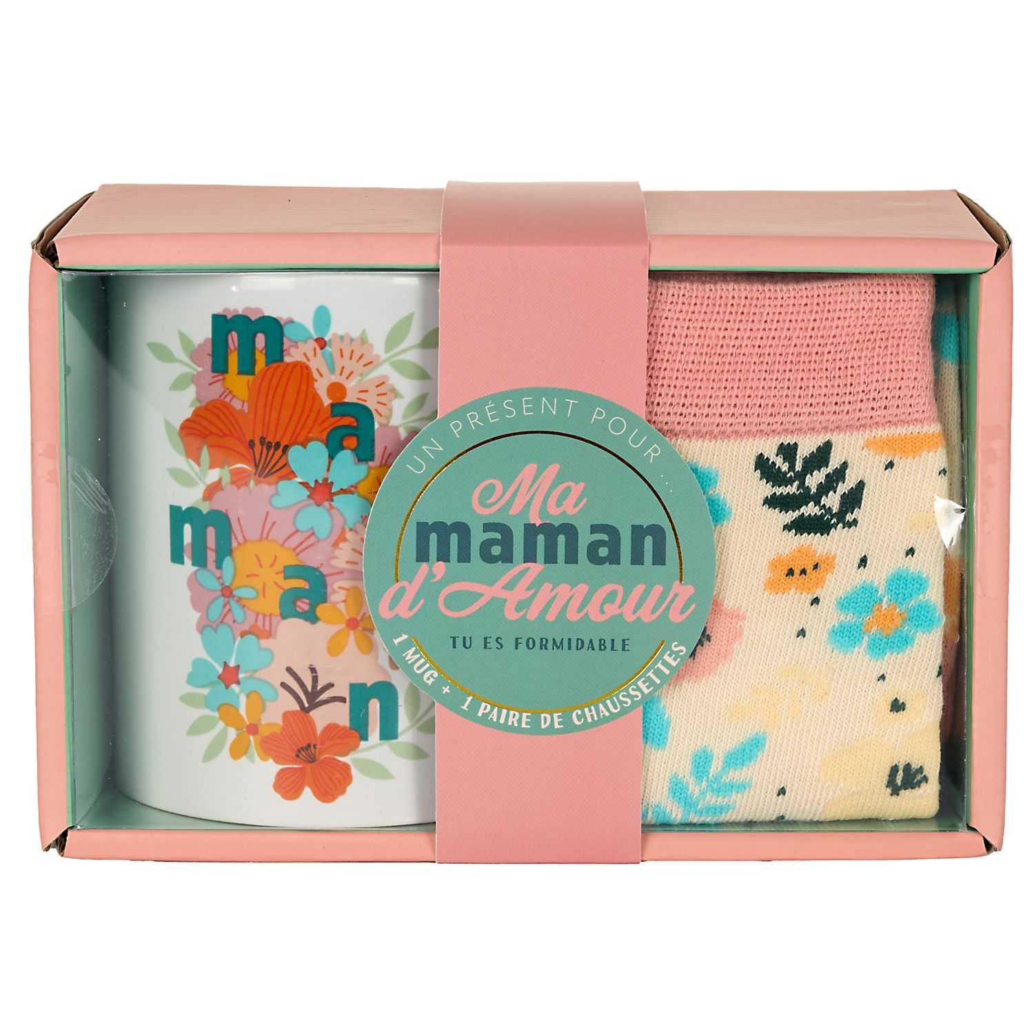 Coffret Maman chérie mug et chaussettes
